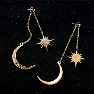 NWT Moon Star Earrings with Crystal Detailing